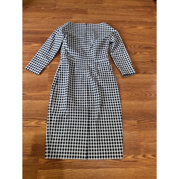 Lela Rose gingham black & white checkered off-the-shoulder midi dress size 10 - Picture 11 of 16
